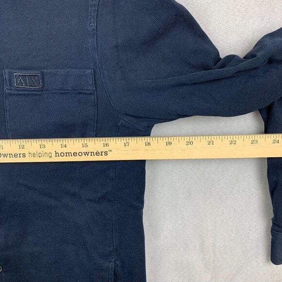 Armani Exchange Mens Shirt Medium (Fits Small) Navy Blue Double Layer Button Up - Picture 6 of 8